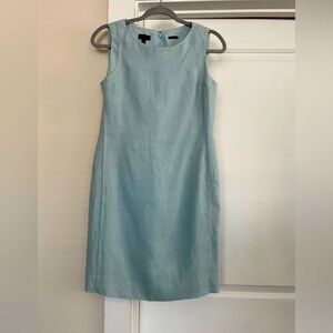 Linen Talbots Light Sky Blue Irish Linen Sheath Dress 4 petite Preppy Old Money